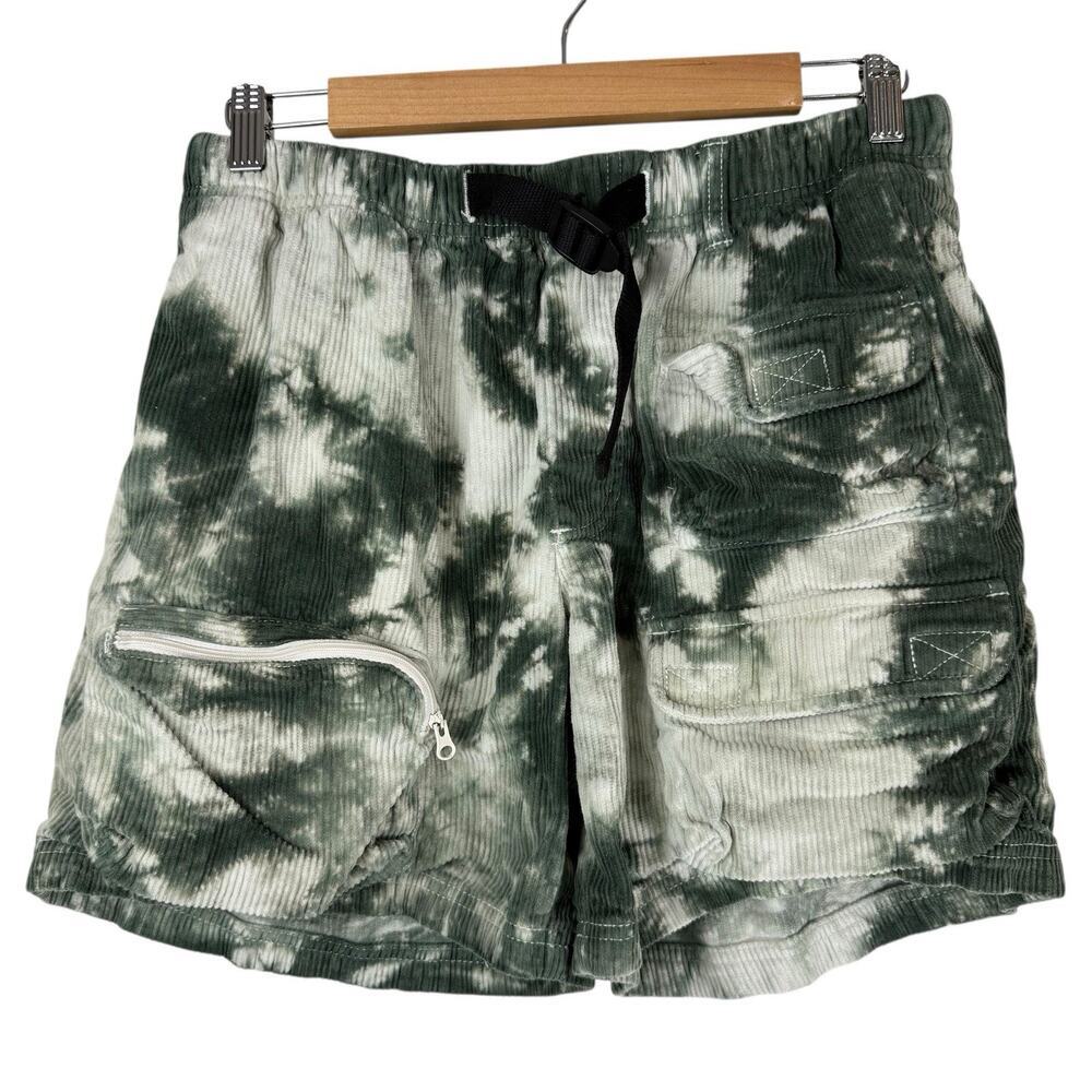 Without Walls Shorts Mens Medium Green White Tie Dye Elastic Waist Retro